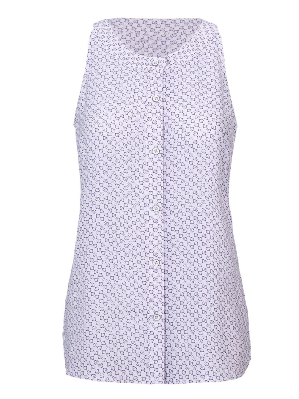 Cabi Priscilla Top M Purple Floral Button Front Sleeveless Blouse